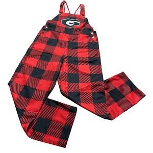Foco University of Georgia Bulldogs UGA Womens Large Buffalo Plaid Bib Overalls